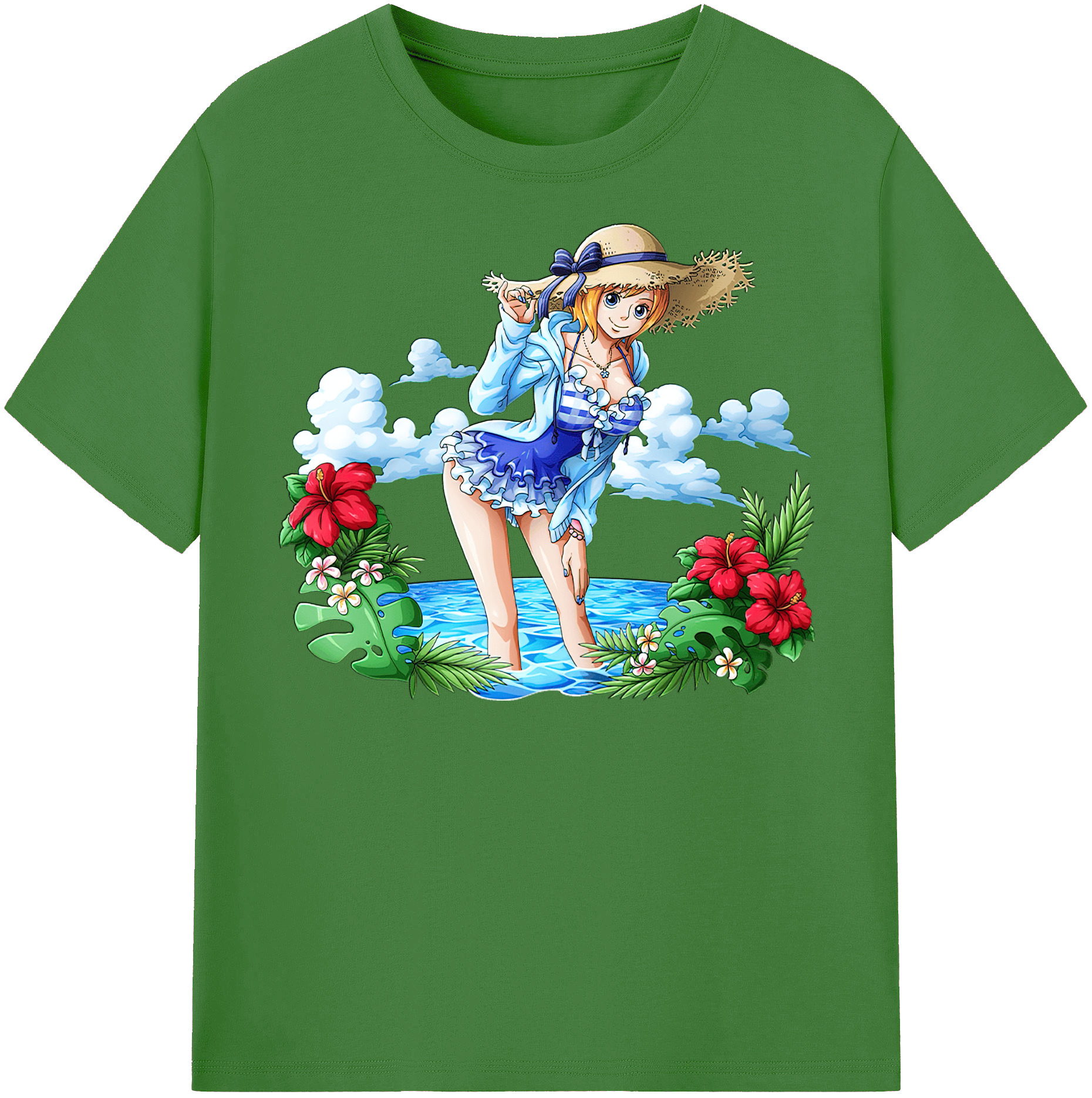 （画像用） ワンピース ナミ ONE PIECE Nami レディースカジュアルプリントTシャツ（綿100％）